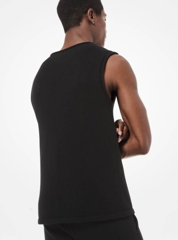 Panske Svetre Michael Kors Studio 54 Cashmere Intarsia Sleeveless Čierne - Oblecenie Michael Kors Outlet | VGLKX-6291